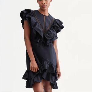 7 For All Mankind Black Ruffled Dress